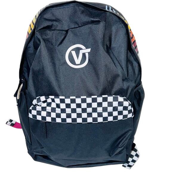 Vans Caravaner Classic Backpack Checkered Black Multicolor Book Bag School New - Picture 1 of 8